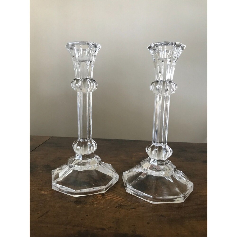 Fifth Avenue Crystal LTD 7.5” Tall Candlestick Holders Empress Set of 2 New